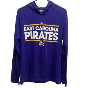 Adidas East Carolina Pirates Climalite Hooded Long Sleeve Tee Small Unisex